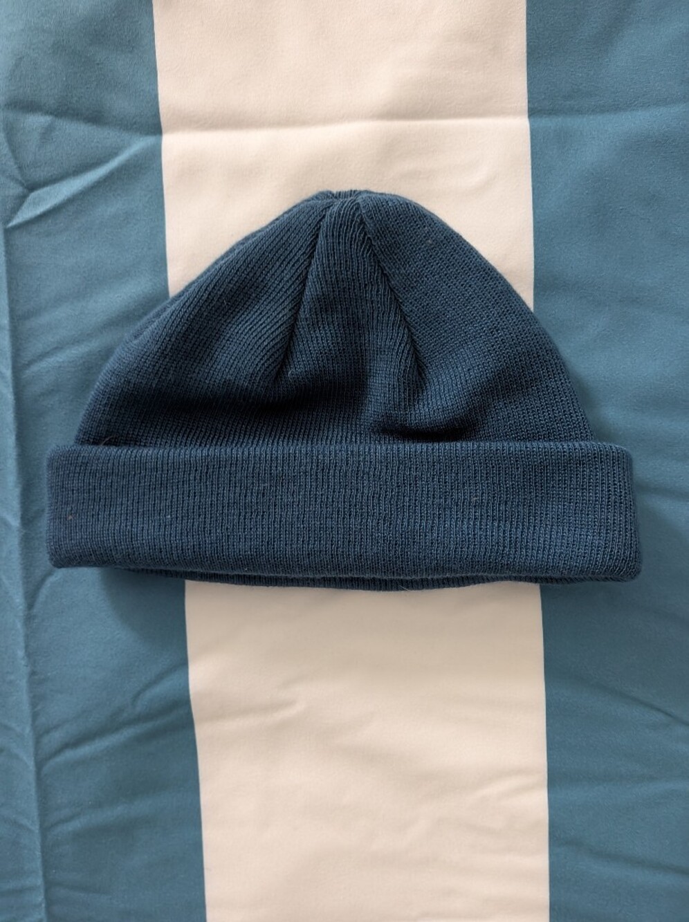 ASOS Men's Fold-Over Rib Knit Beanie - Blue